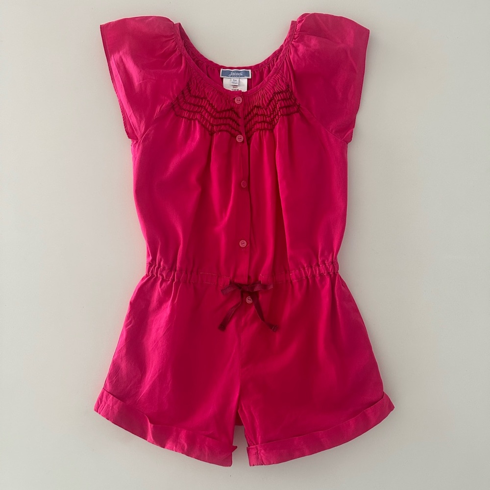 JACADI fuchsia playsuit with smocked top